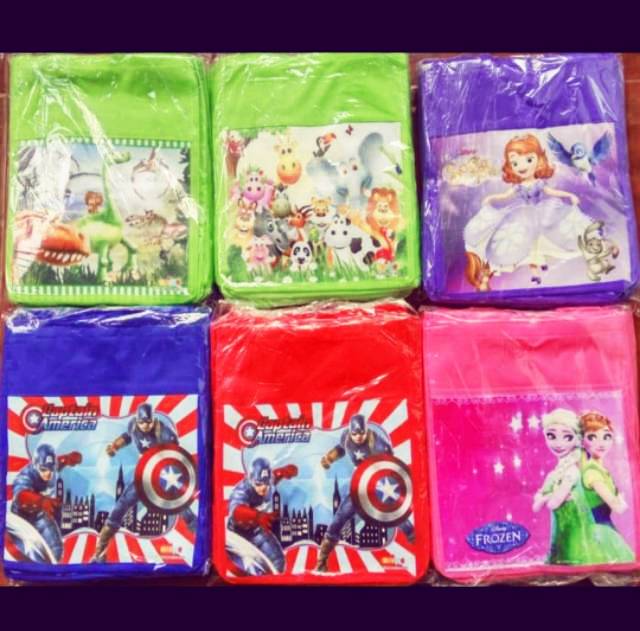 Tas Suvenir Ultah Anak Spunbond Motif Karakter untuk Snack / Bento / Nasi kotak