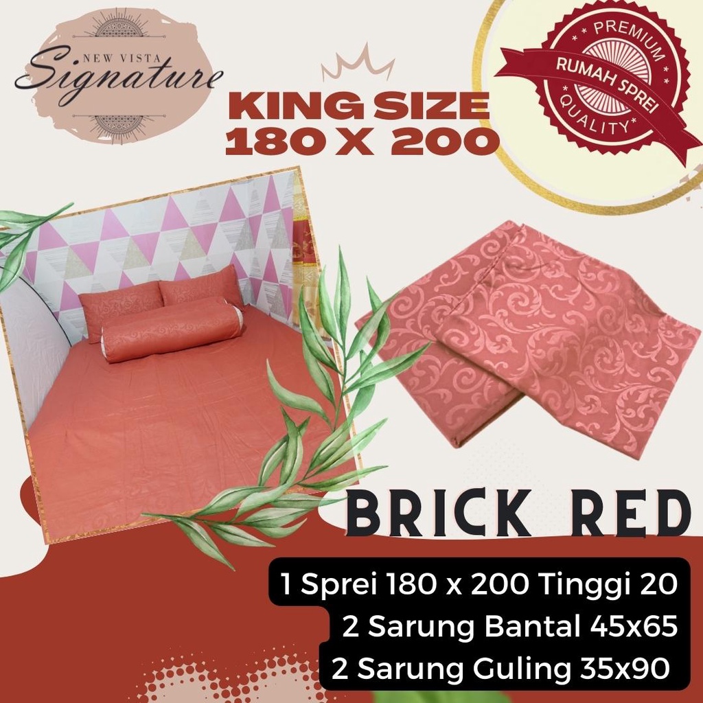 Sprei Signature 180 x 200 Polos Emboss ( Brick Red / Merah Bata )