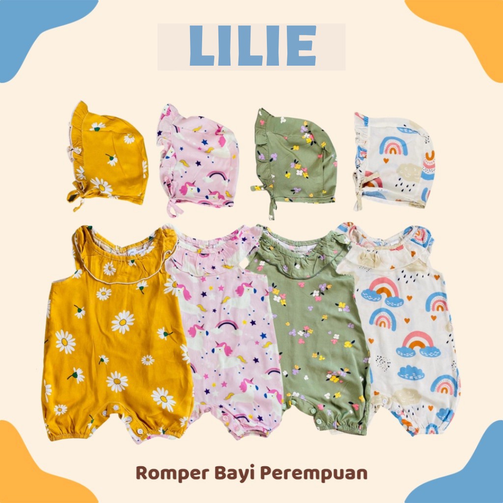 Plazababyku MX ROMPER LILIE setelan bayi motif bunga yang lucu free bonnet