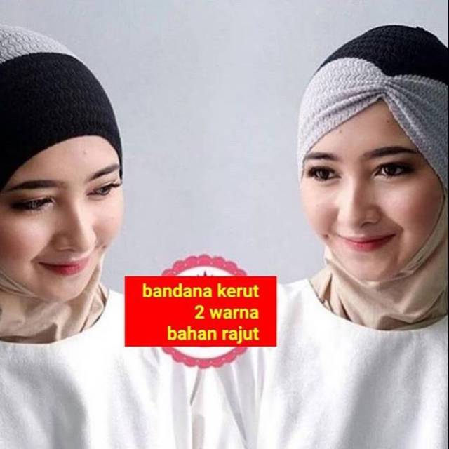 Promosi Bandana Rajut Combi Hitam / Bandana Hijab / inner kerudung