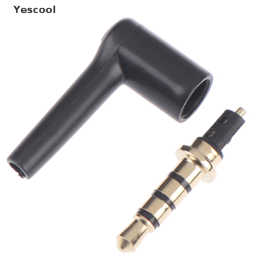 Yescool 2pcs / lot plug jack 3.5mm 90 Derajat 3 4 pole 3.5 Lapis Emas