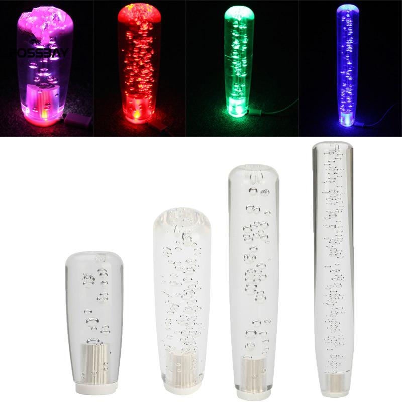 10 /15 /20 /25 /30CM Universal LED Warna-Warni Gradiasi Kristal Gelembung Gaya Manual Mobil Gear Stick Shifter Tuas Knob