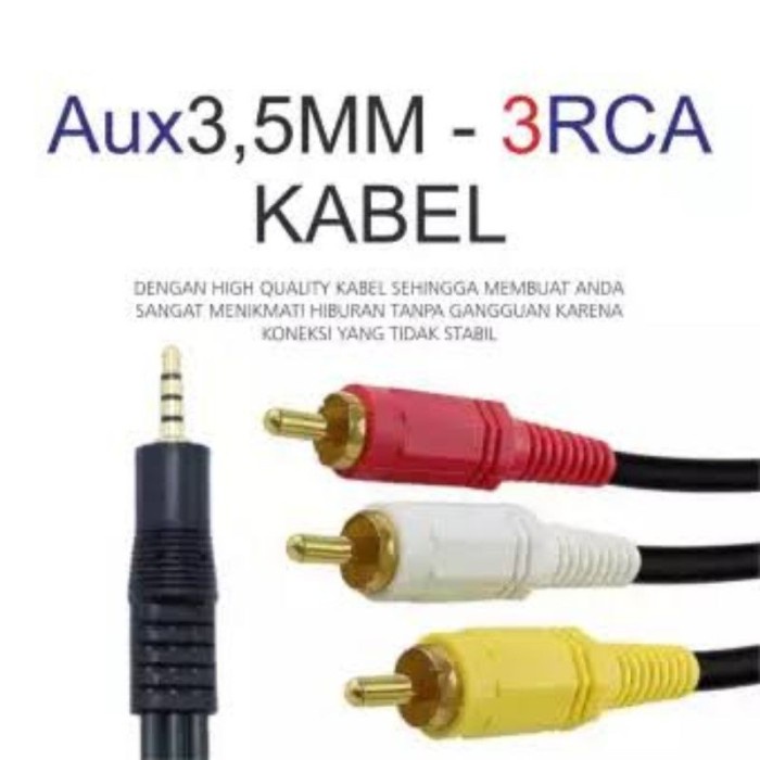 Kabel Jack Audio 3.5mm To 3 Rca / Audio Video AV Jack 3.5 mm To 3rca