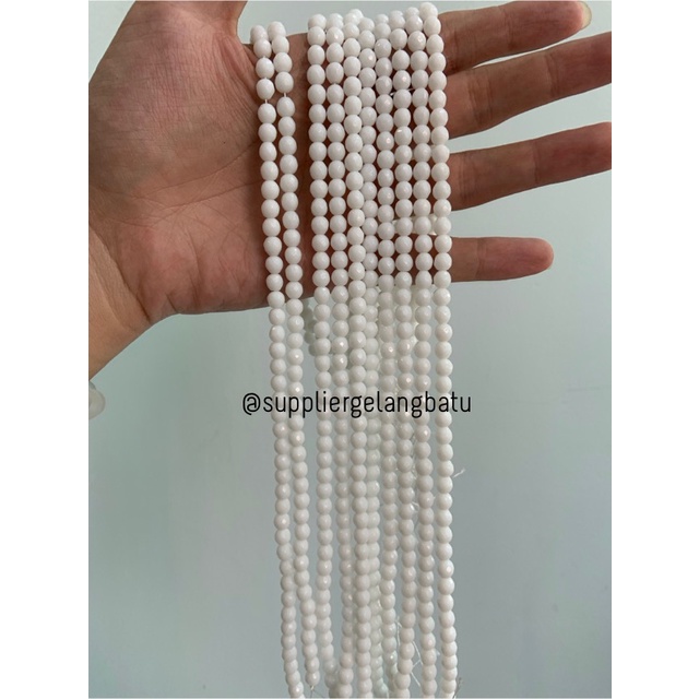 batu WHITE ONYX PUTIH FACETED BEADS 6mm cutting bahan gelang kalung