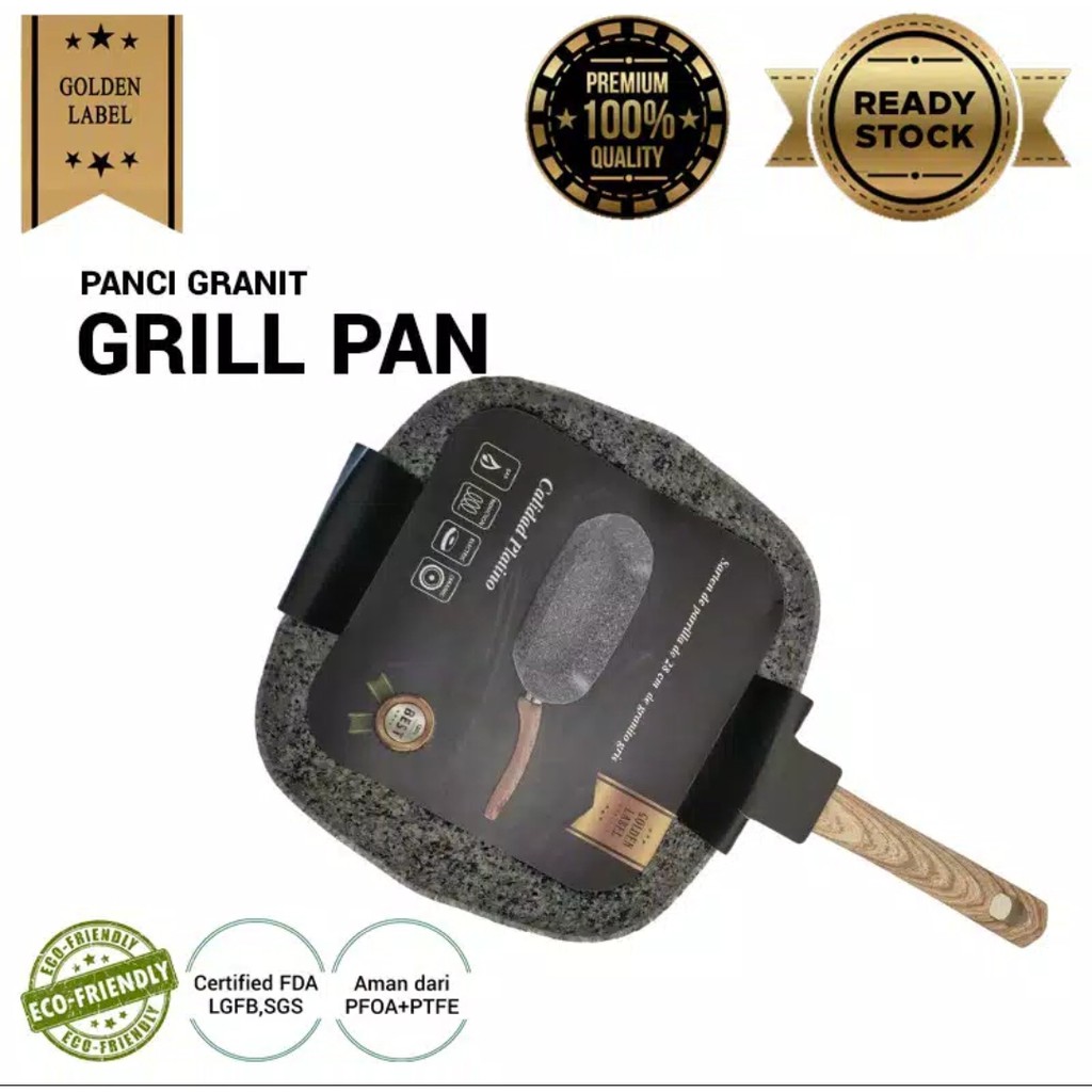 Wajan Anti Lengket Penggorengan Pemanggang Grill Pan Granite 28cm Perabotan Dapur By Mykochen.ina