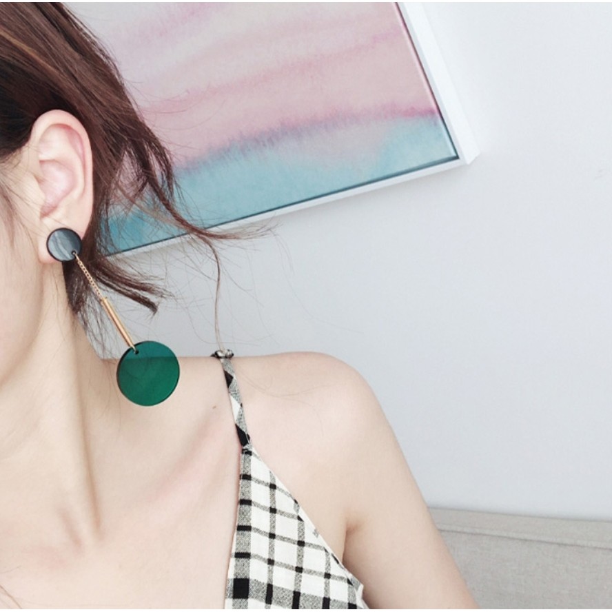 Anting tusuk panjang dengan acrylic hijau tosca - A188