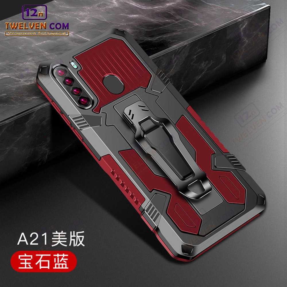 Case Shockproof Samsung A21 Armor Hardcase Stand Clip