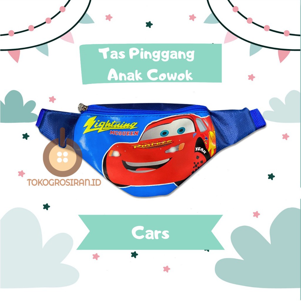 TOKOGROSIRAN.ID - TAS PINGGANG ANAK LAKI-LAKI WAIST BAG MURAH CARS MCQUEEN KARAKTER COWOK