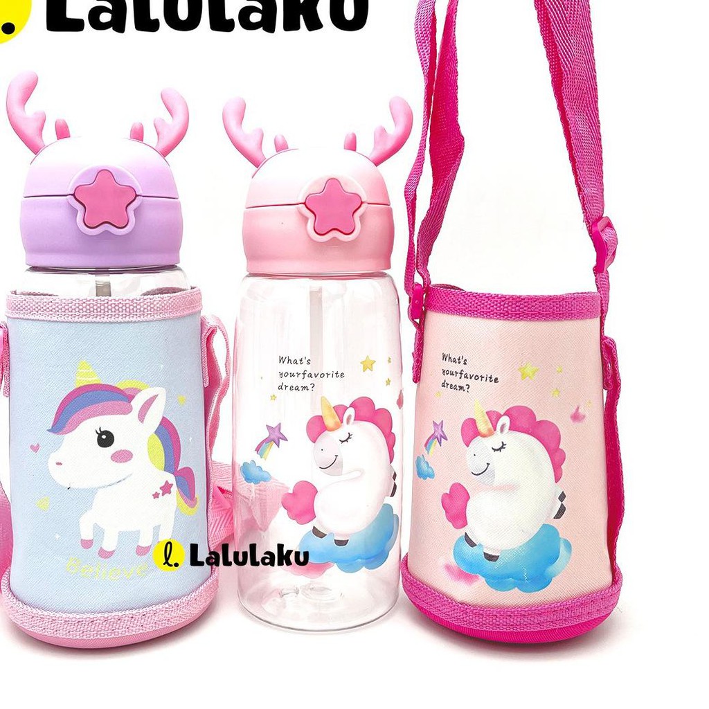 ✾ Botol Minum Anak Pouch 244 Tanduk Rusa Botol BPA Free Botol Anak TK SD ☂
