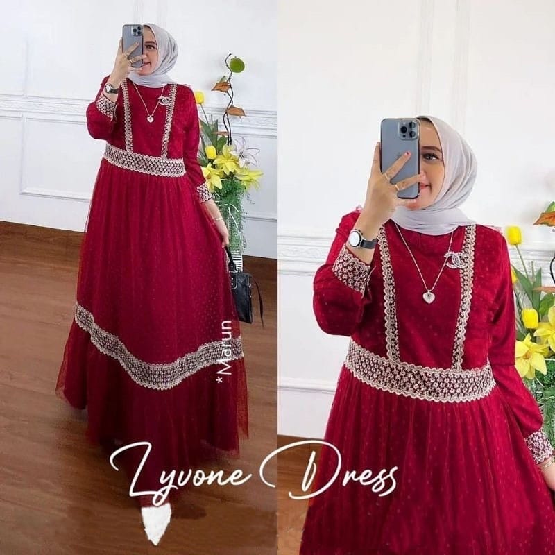 MAXY LYVONE FASHION MUSLIM PAKAIAN WANITA DRESS GAMIS MAXI TILE DOT MR