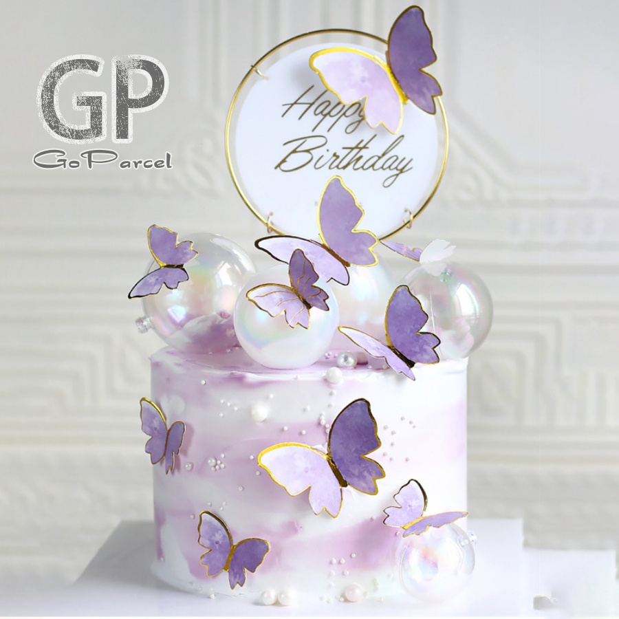 ( Set 10 Pcs ) TOPPER CAKE BUTTERFLY / TOPER KUE KUPU - KUPU / HAPPY BIRTHDAY CAKE DEKORASI RUANGAN FLOWER BOUQUET DECOR FLORIT HIASAN KARANGAN BUKET BUNGA