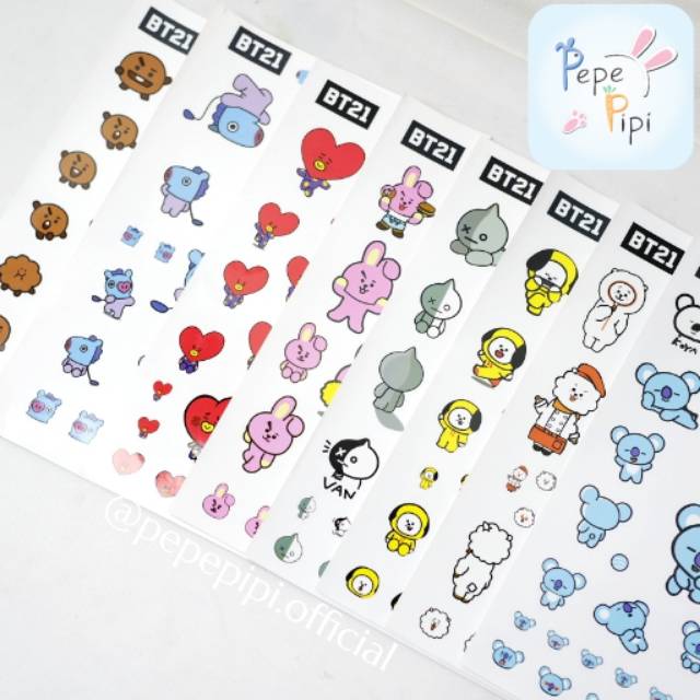  Stiker  BTS BT21  Sticker  Besar Tempelan Bujo Lucu  Army 