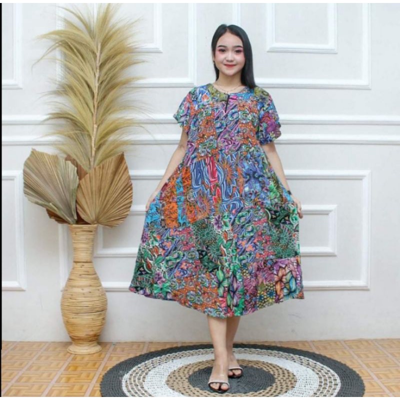 Daster kencana ungu jumbo payung/ daster perca kencana ungu ORIGINAL 100 %