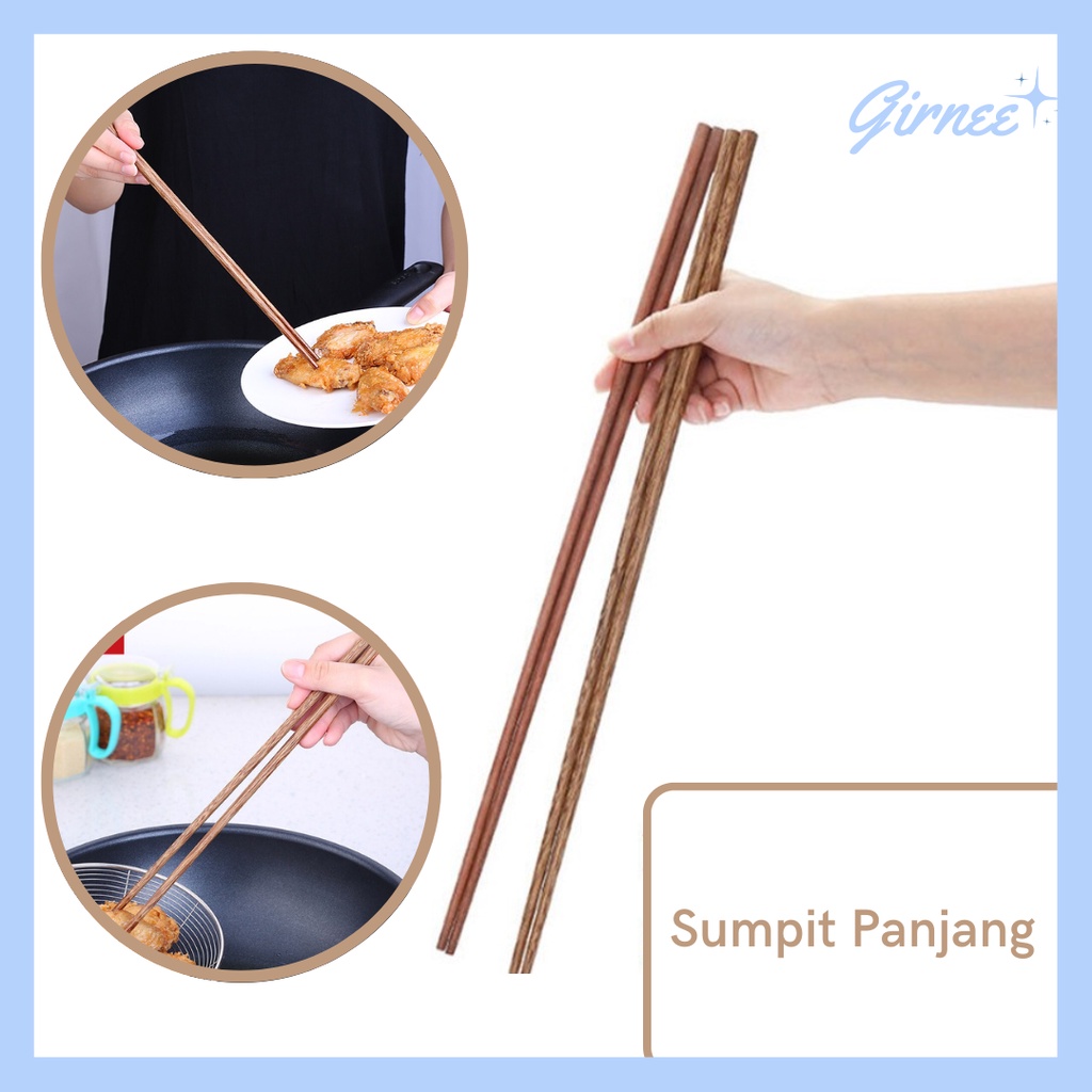 Sumpit Korea Panjang/Sumpit Panjang/Sumpit Hotpot/Sumpit Sukiyaki/Wooden Long Chopstick/Alat Makan S
