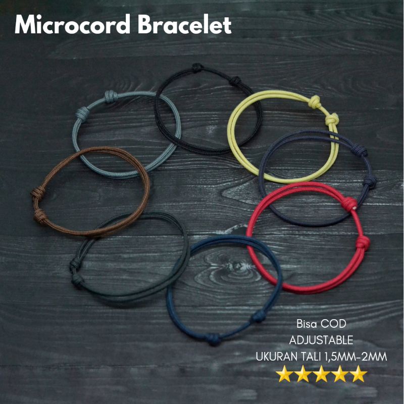 Gelang Pria Wanita Keren Tali Prusik Paracord Microcord Simpel Knot Slide Serut Premium Couple Bracelet