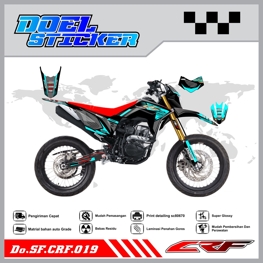 Sticker Striping Semifull CRF 150L List Variasi Hologram Pelangi,Crome Doel  019