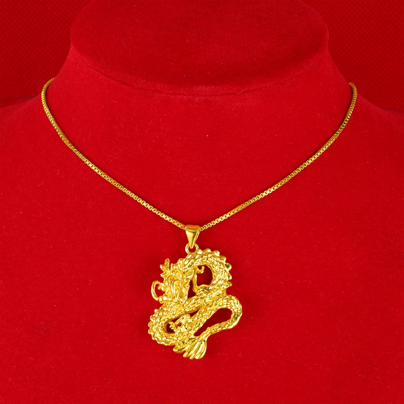 Liontin Desain Naga Lapis Emas Asli Kadar 375 Untuk Pria Dan Wanita