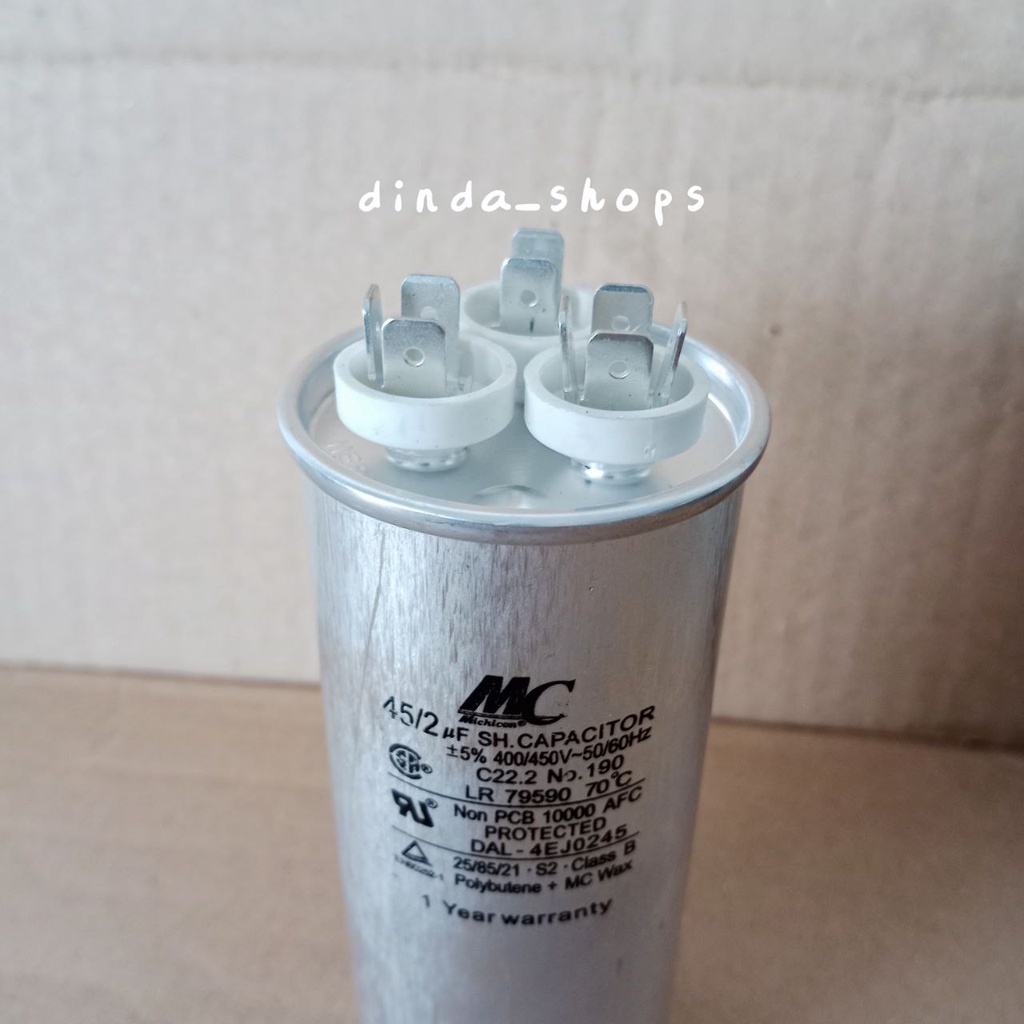 KAPASITOR AC / CAPACITOR AC LG 3 KAKI 45/2 uF (MERK MC) 45/2 MIKRO