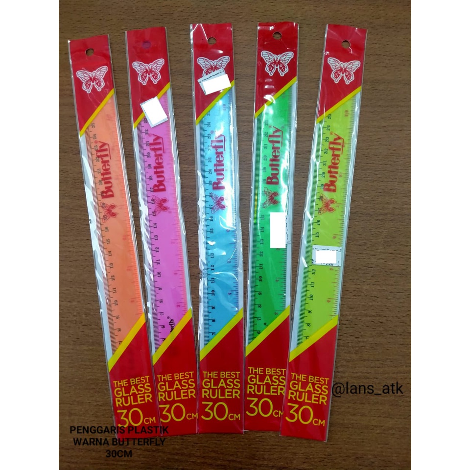 

PENGGARIS PLASTIK BUTTERFLY 30CM / RULER 30CM WARNA WARNI (BU02)