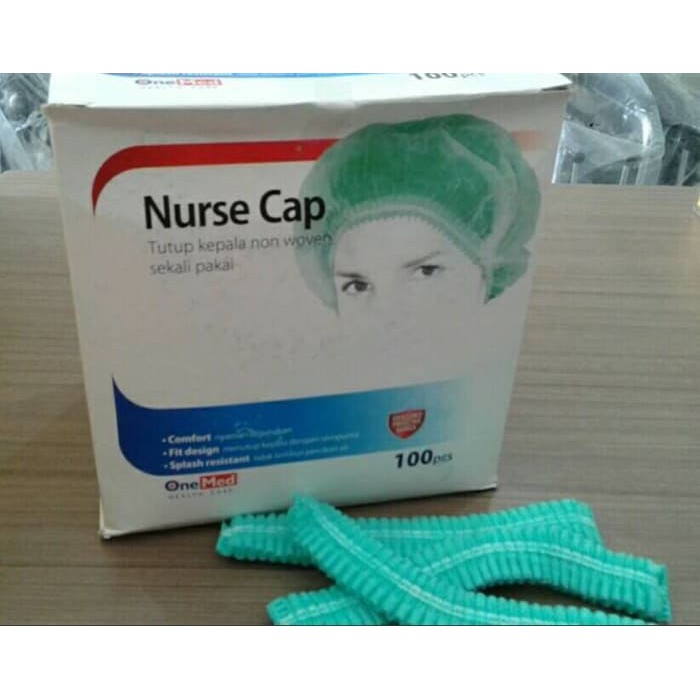 SPECIAL PROMO - Nurse Cap / PENUTUP KEPALA / HAIR NET ONEMED ASLI ORIGINAL buat APD isi 100pcs