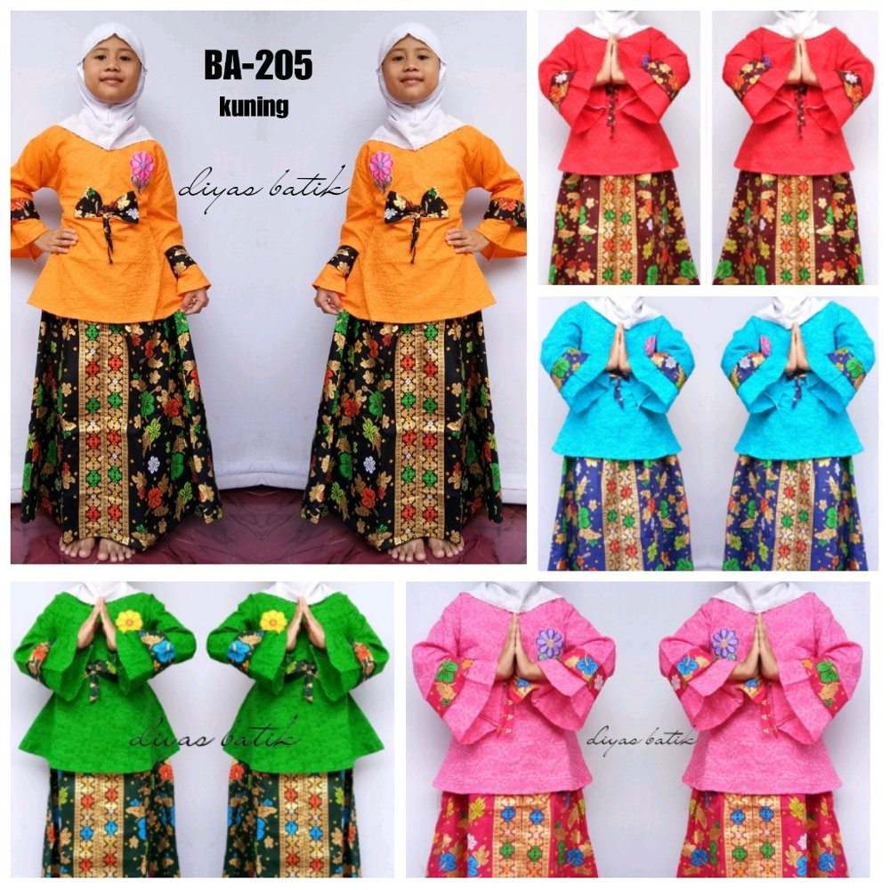 baju setelan muslim anak cewek warna kuning BA-205