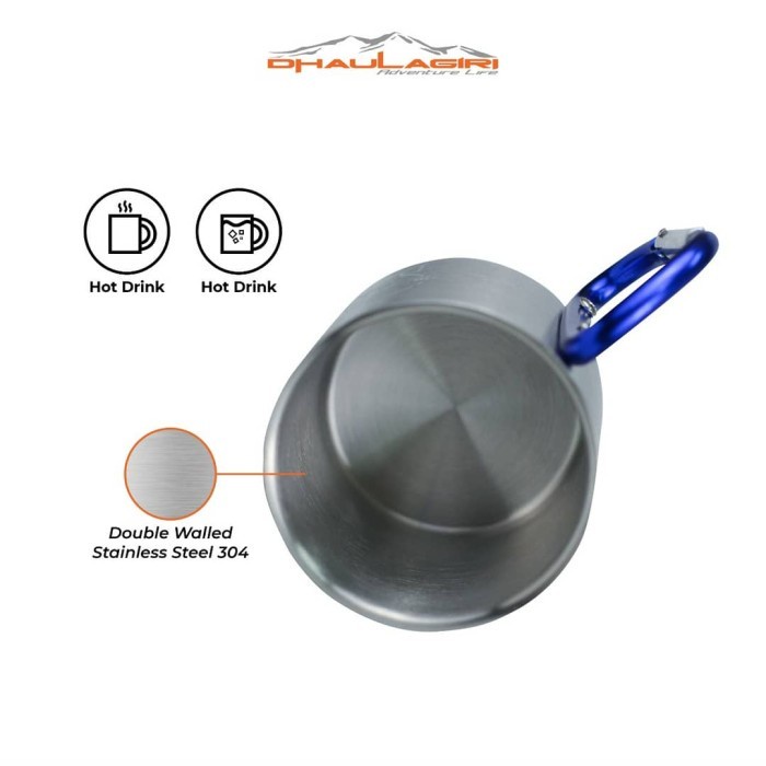 Gelas Carabiner Cup 220ML Mug Stainless Dhaulagiri Outdoor Camping