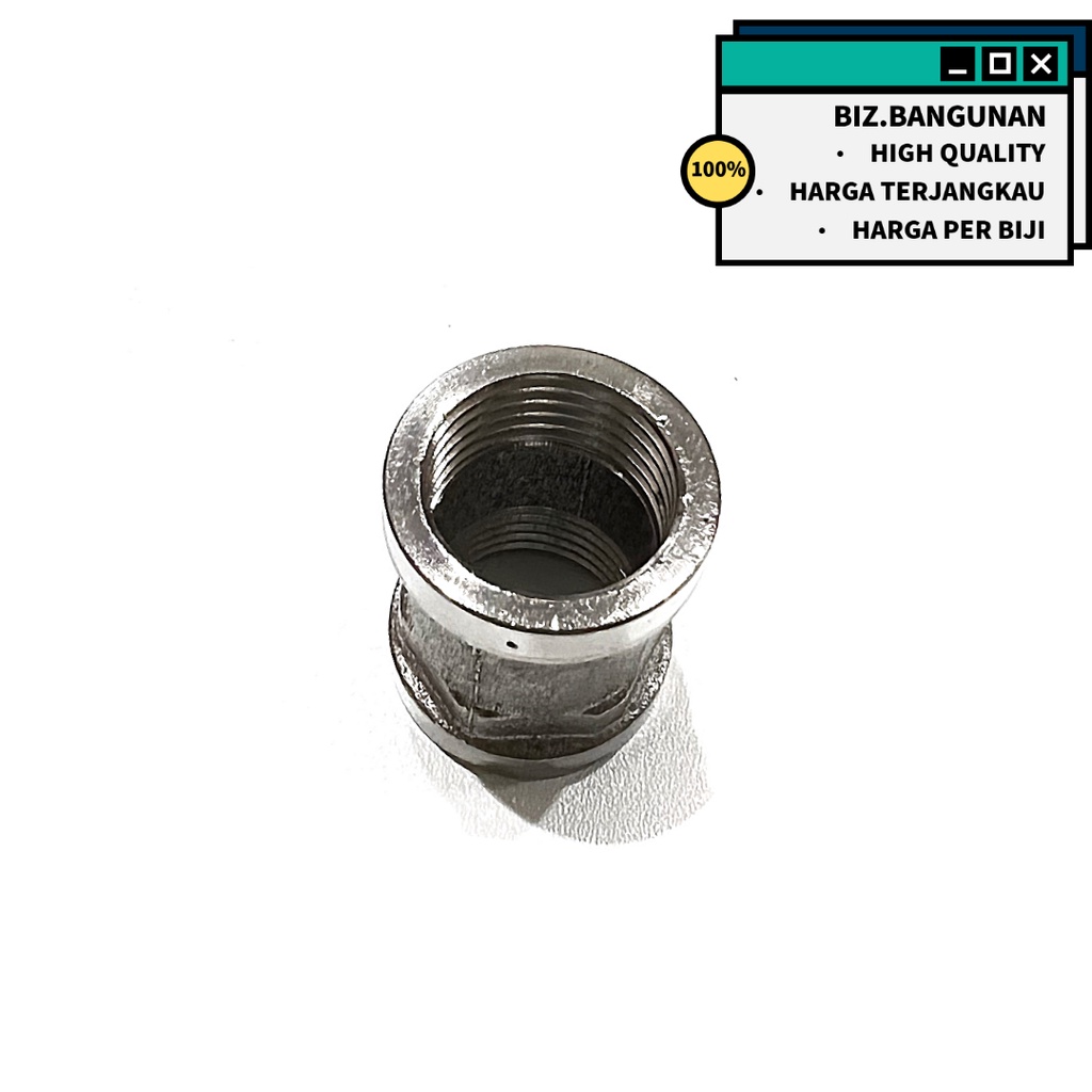 SOK KRAN STAINLESS DRAT DALAM 1/2&quot; TEBAL - SOCK NEPEL SAMBUNGAN KERAN