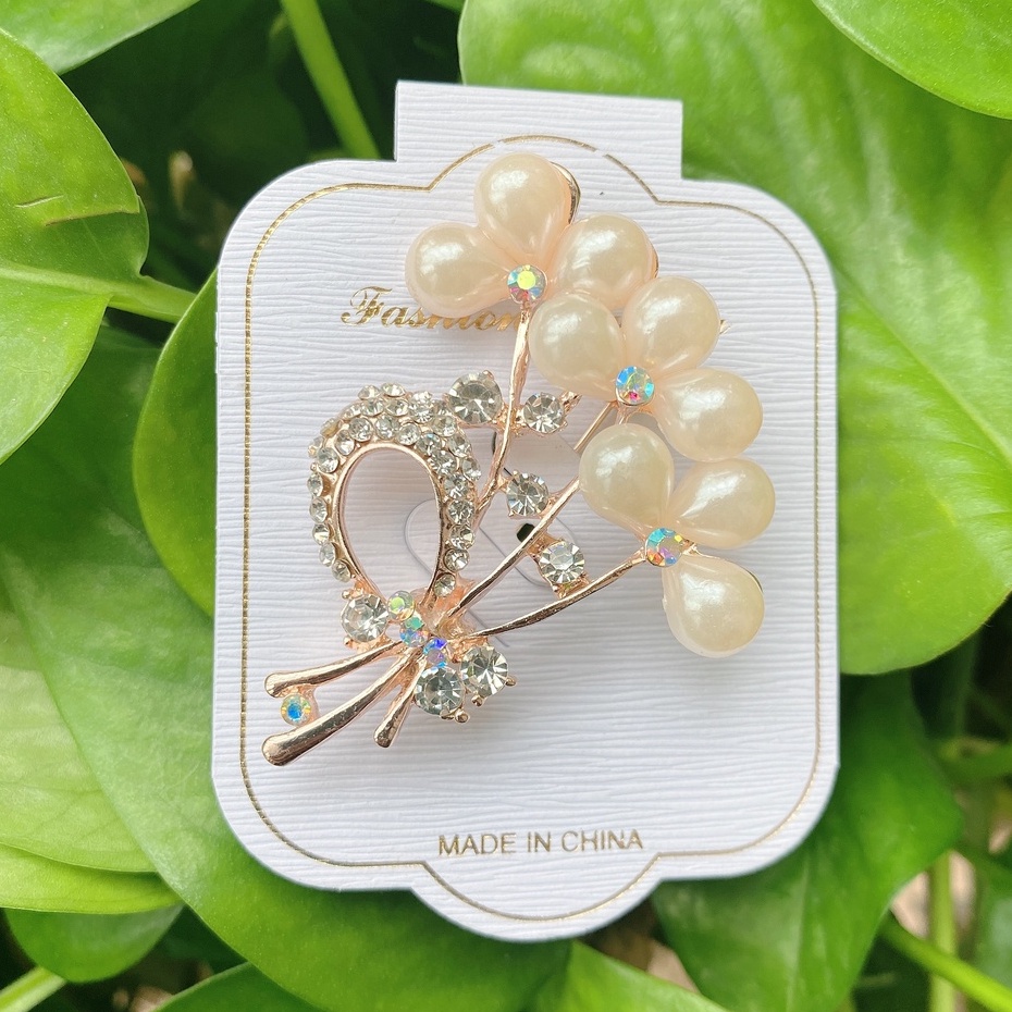 Baru Kreatif Mutiara Pin Bros Berlian Imitasi Bros Elegan Cukup Gaya Bros Mutiara Bros-34#