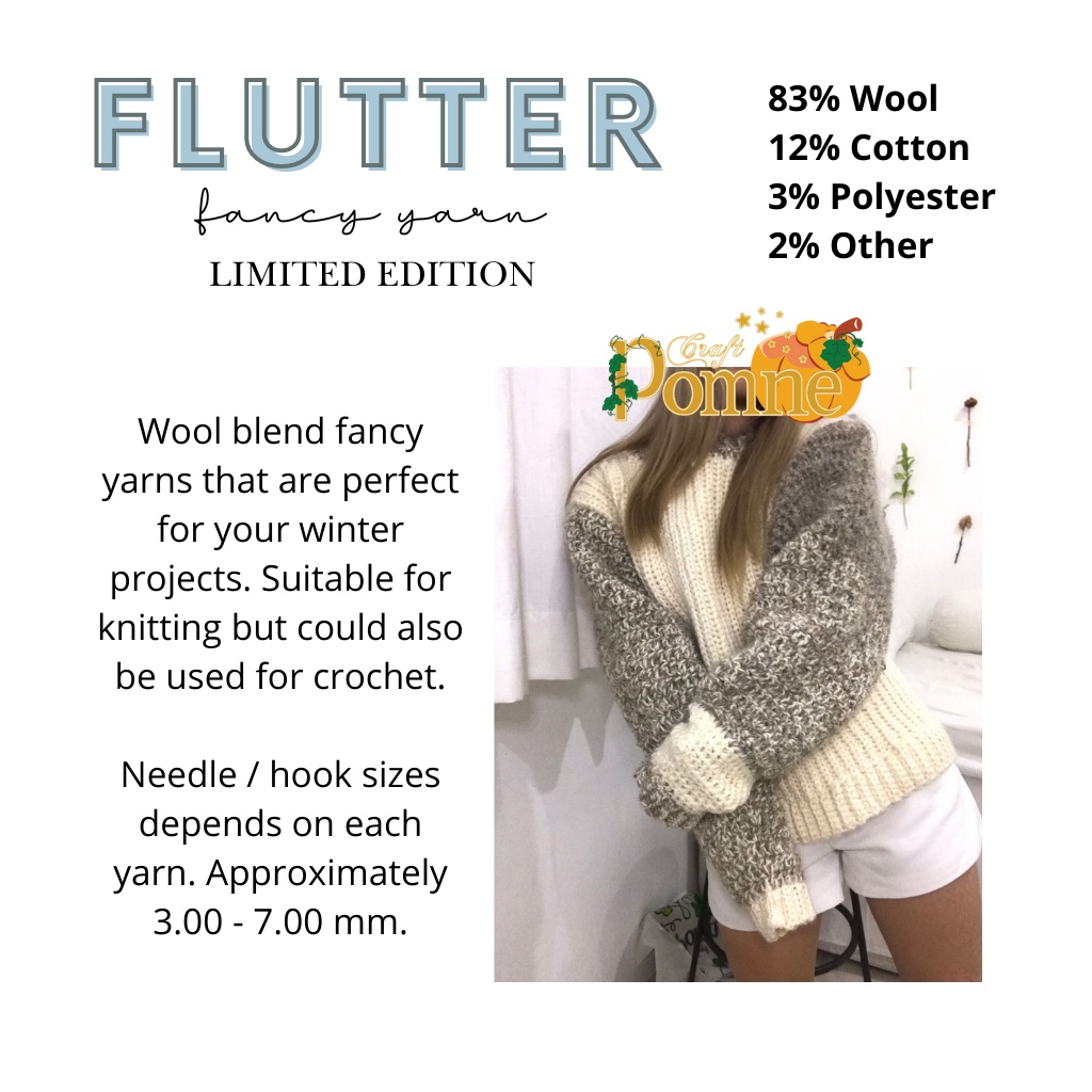 Flutter Yarn PART 1 - Fancy Yarn - Benang Rajut Import / Knitting Yarn Wool Blend - Benang Wol