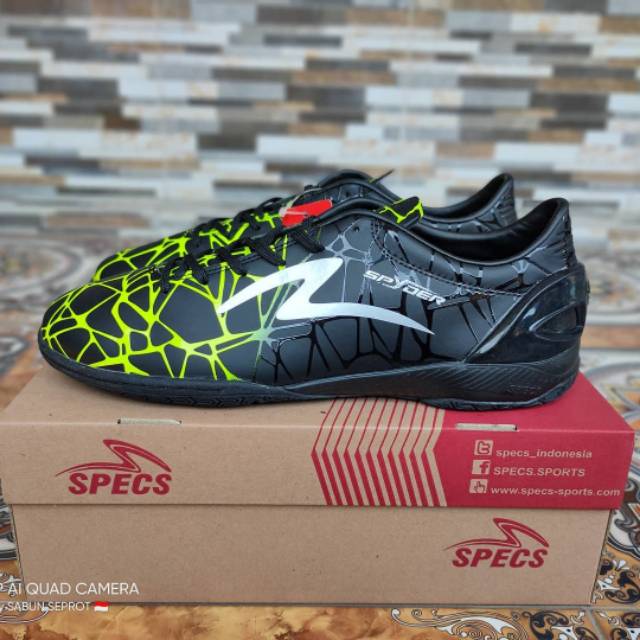 Specs Accelerator Spyder IN Black Yellow Sepatu Futsal Original