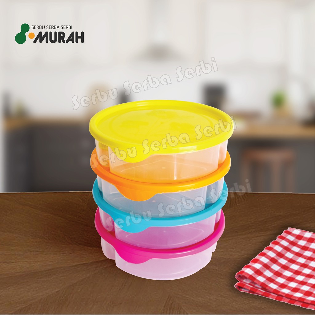 SERBU MURAH - CLIO Lunch Box  Bulat + Sendok / kotak makan / kotak bekal / kotak makan plastik