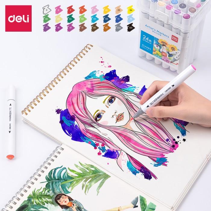 

Deli Color Water-based Double Tip Marker Spidol Ujung Ganda 70804 Berkualitas