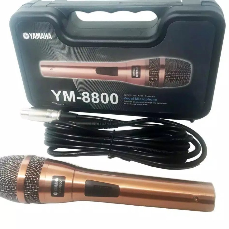 Mic Yamaha Microphone Kabel YM 8800 Super Body Besi Plus koper - GOLD- suara mantap