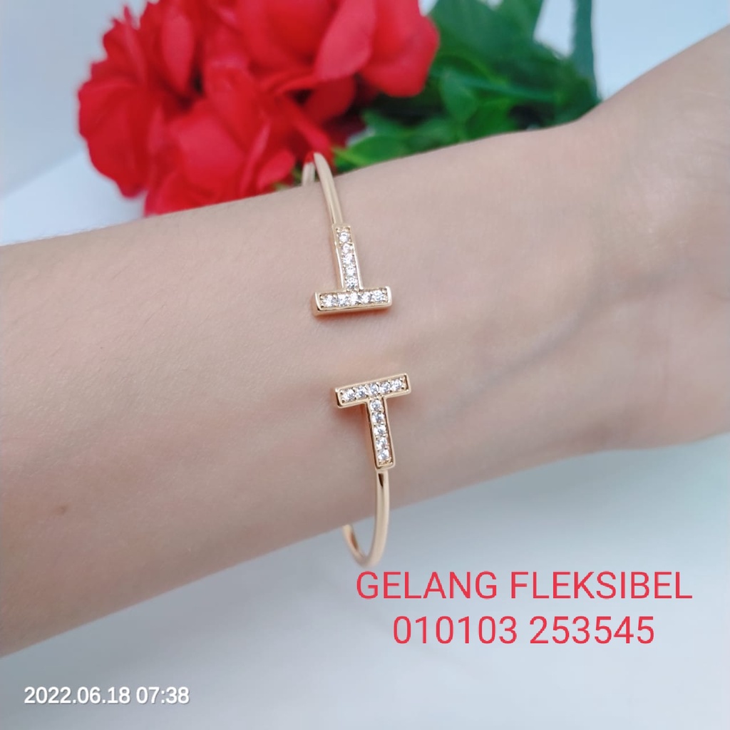 Gelang Tangan Bangle Fleksibel Wanita Titanium Xuping Perhiasan Aksesoris Fashion Lapis Emas Anti Karat