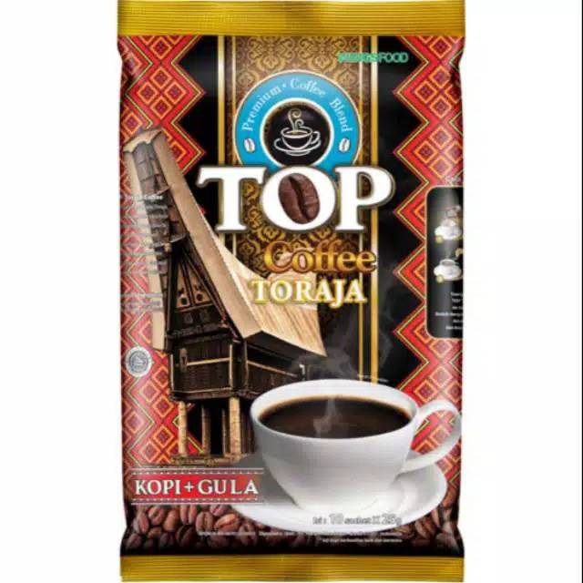 

TOP coffee toraja kopi bubuk instant gula 1 renteng 10 sachet @25gr