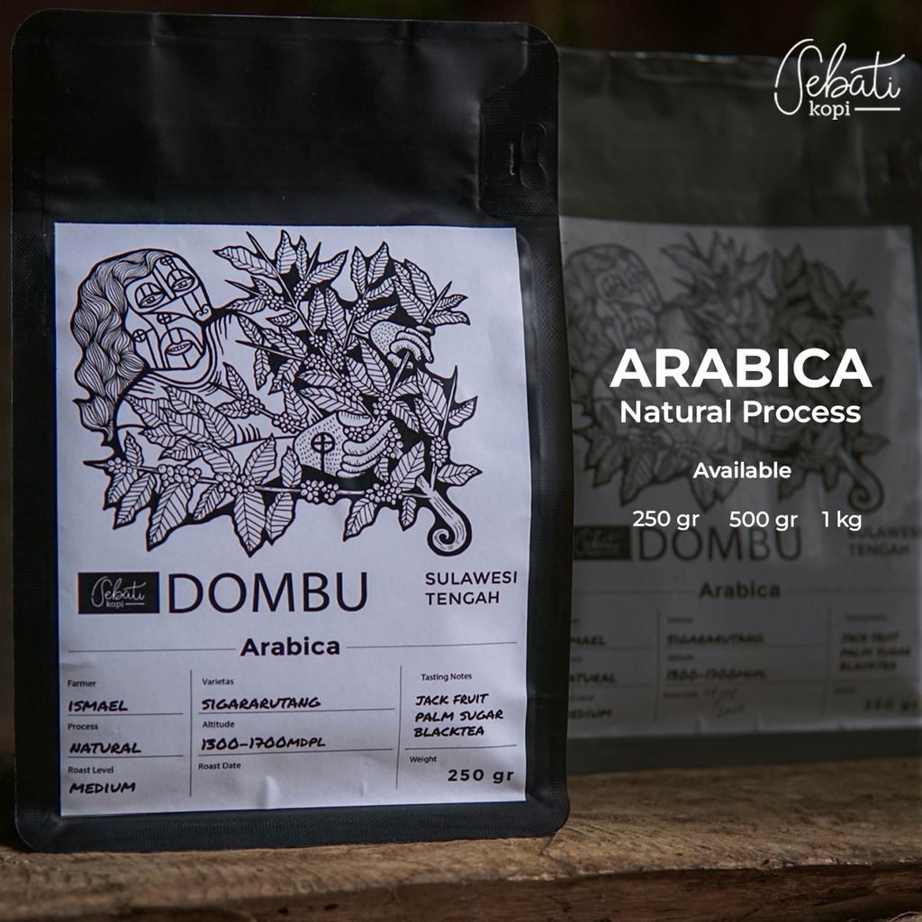 

NATURAL PROSES Arabica Dombu by Sebati Kopi / Roasted Beans (Arabika Robusta Sulawesi Tengah) 100% Biji Kopi