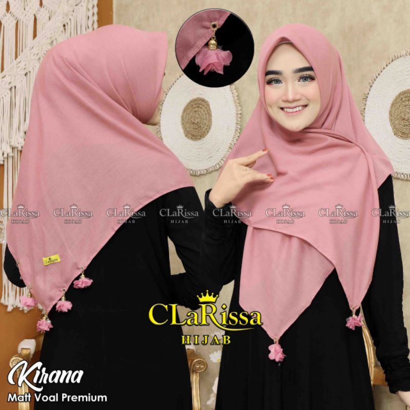 Kerudung Segi Empat Clarissa Kirana / Jilbab Voal bunga / Hijab voal bandul bunga