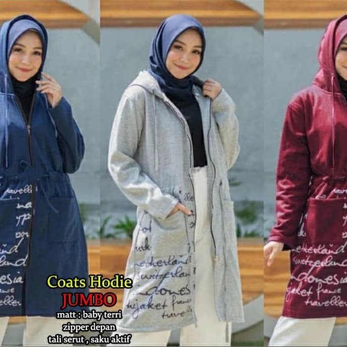 Mantel/Coat Wanita Lengan Panjang Bahan Wol Gaya Korea Longgar Un KA850 Jaket Muslim Jumbo/Jaket Big