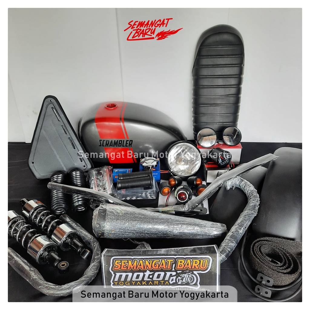 PAKET JAPSTYLE SCRAMBLER SPAREPART MEGAPRO MONO SCORPIO THUNDER MIDDLE MANTAP