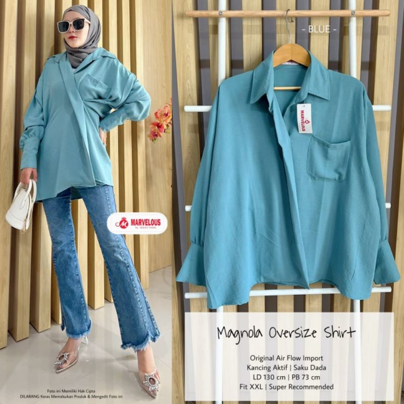 Magnola oversize shirt by marvelous / Blouse muslimah oversize rekomended