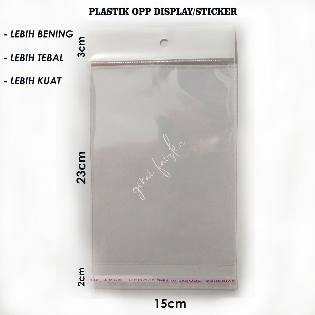 

PLASTIK OPP DISPLAY/STICKER 15X23~16X23