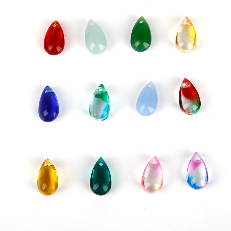 Campuran 20 Warna 14*8 Mm Manik-manik Kaca Czech Drop Air Liontin Bentuk Manik-manik 5 Pcs/lot Kaca Longgar Manik-manik Perhiasan Bahan DIY Anting-Anting