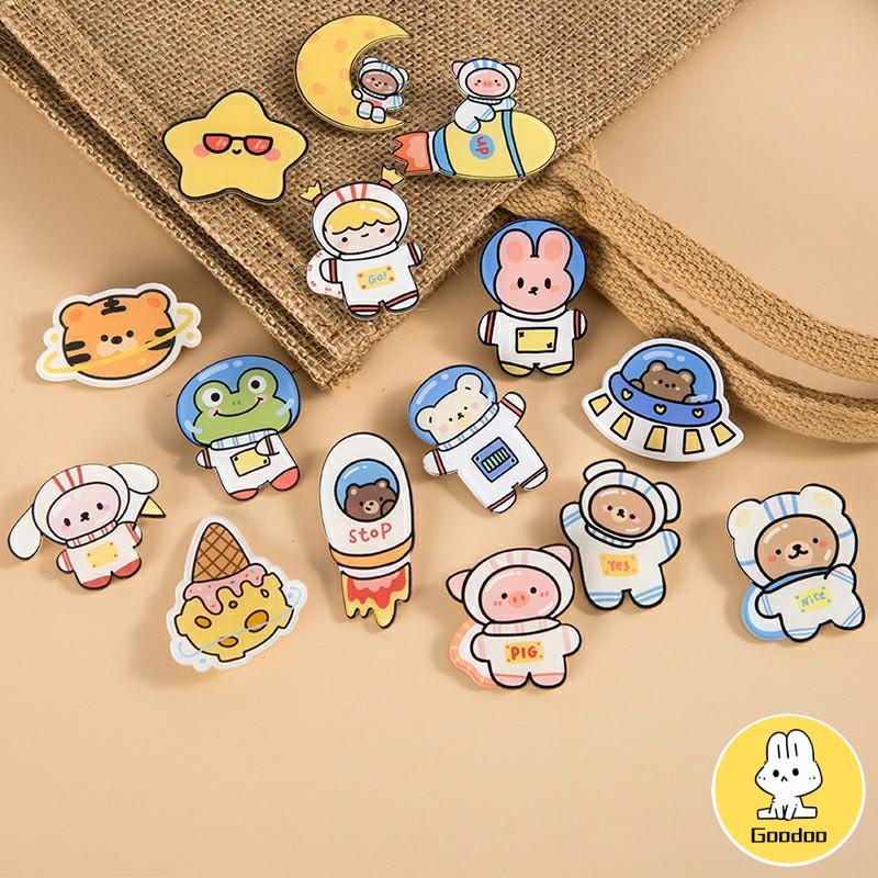 25 Tpyes Bros Akrilik Kartun Astronot Lucu Kreatif Gadis Aksesoris Tas Pakaian Liontin Pin Lencana Bros Korea -Doo