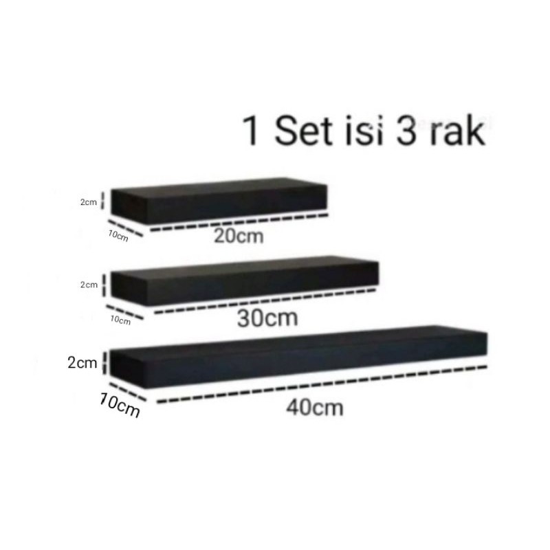 RAK DINDING 1 SET ISI 3 Rak Minimalis Rak Dinding Slim Serbaguna 1set isi 3 rak 20 30 40cm Lebar 10cm Tebal 2cm