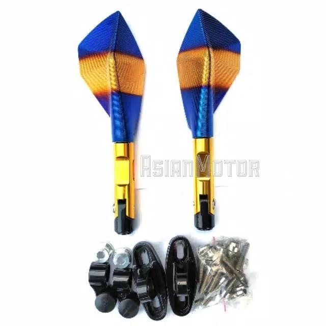 Spion Sepion Tomok Full Cnc Two Tone Spion Sepion Tomok Cnc 2Tone Blue Gold Aksesoris Sparepart Motor Universal