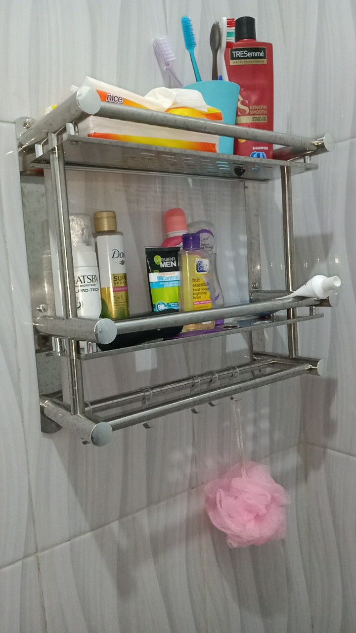 Rak Kamar Mandi Rak Toilet Rak Wc 2 Tingkat Tempel Atau Gantung Rak Dapur Stainless Steel Rak Toilet