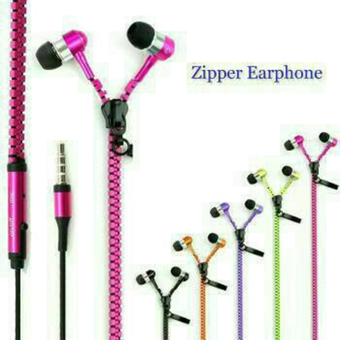 Headset Zipper Earphone Seleting Resleting Bass Handsfree + Mic Zipper Headphone Zipper Handsfree