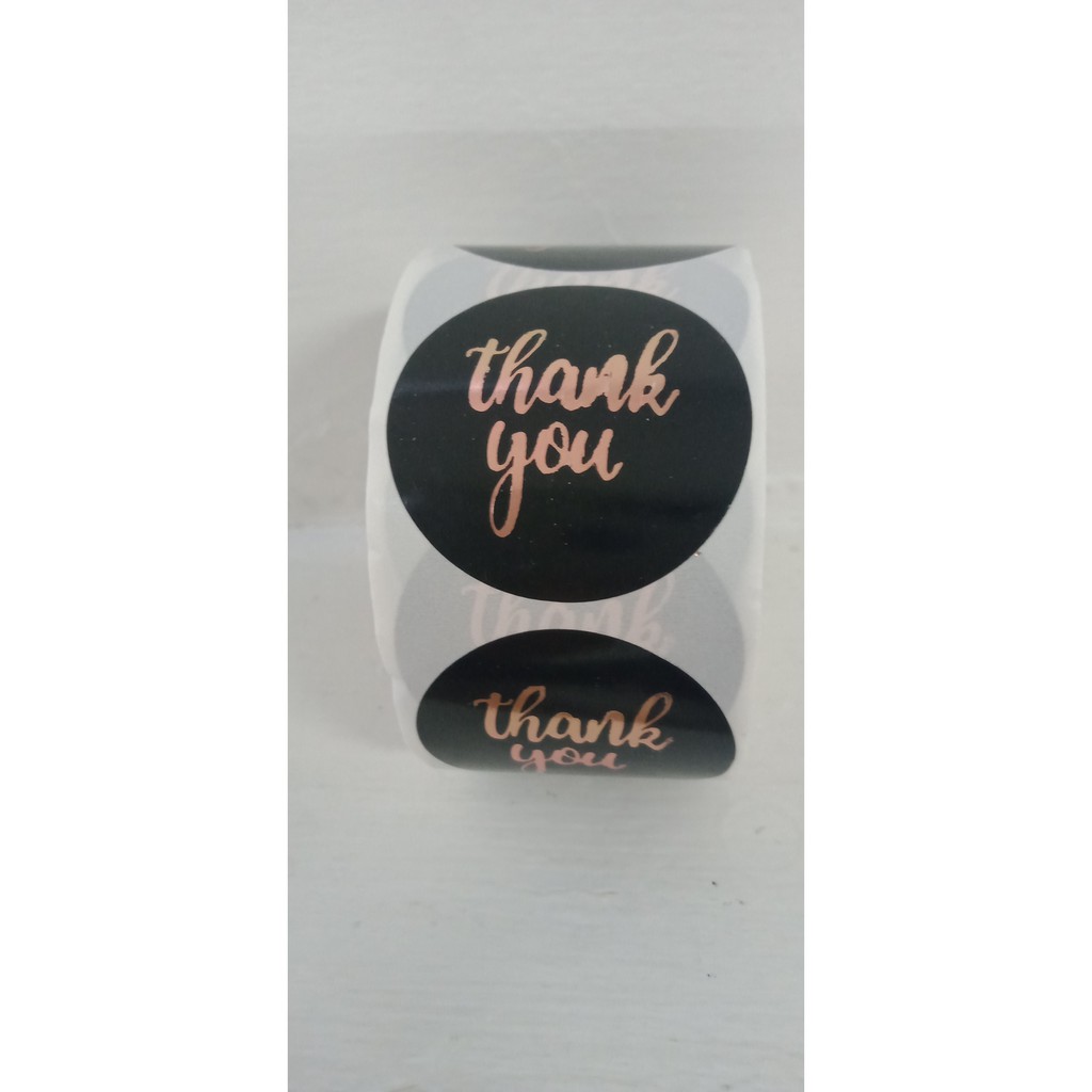 

TQ049 Per Pcs D 3.8 Cm Sticker Label Logo Tempel Thank You Black Light Pink Seal Kemasan Packing