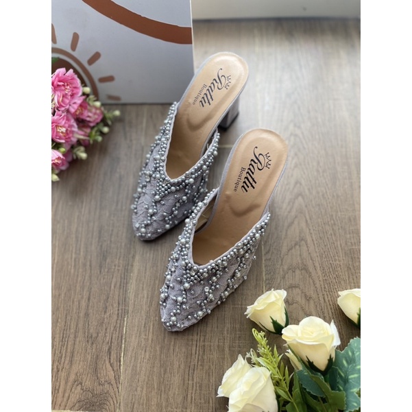 Termurah!!!! Heels 7cm brukat payet mewah Aisyah New series/ wedding shoes / sepatu pengantin / sepatu tunangan / sepatu wisuda