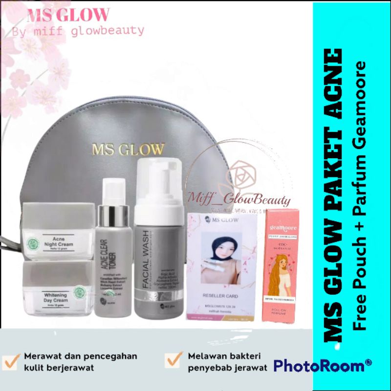 MS GLOW ORIGINAL FREE POUCH MS GLOW PAKET ACNE JERAWAT msglow